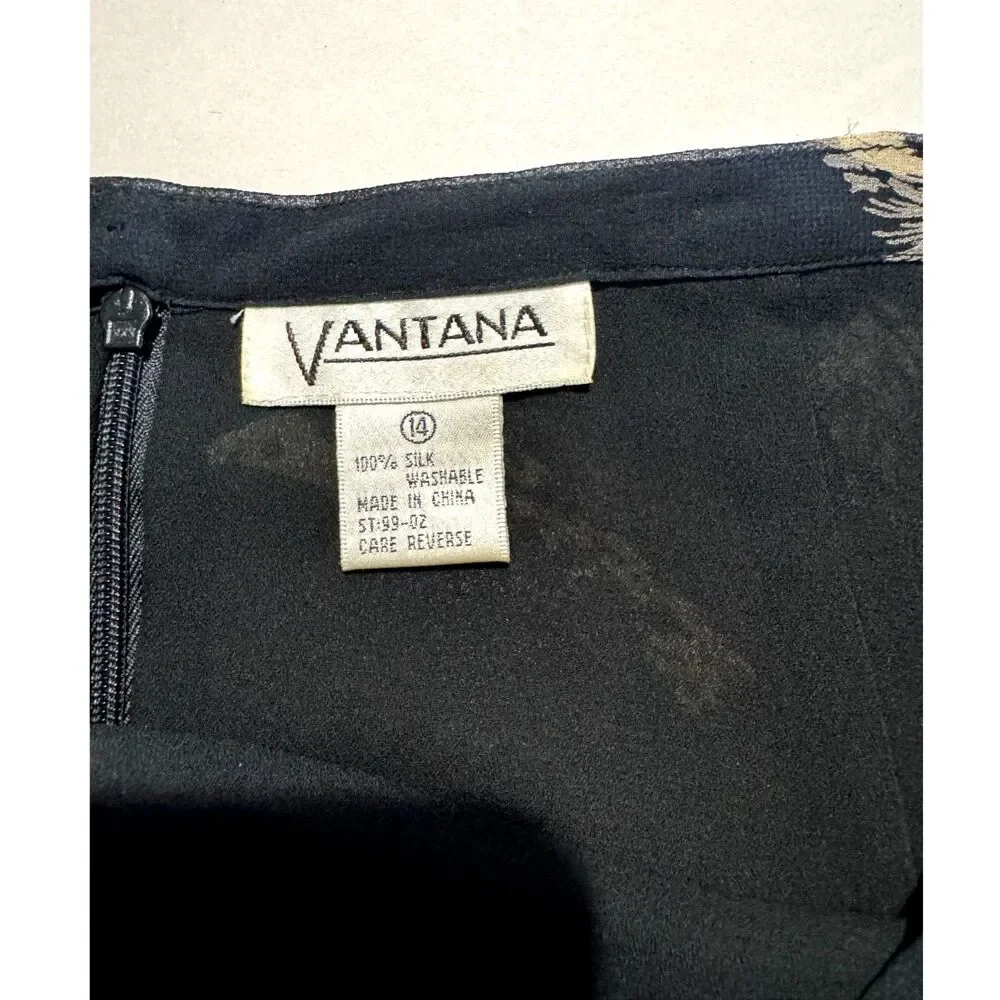 Vantana 100% silk maxi skirt Y2K dark feather business career casual women 14